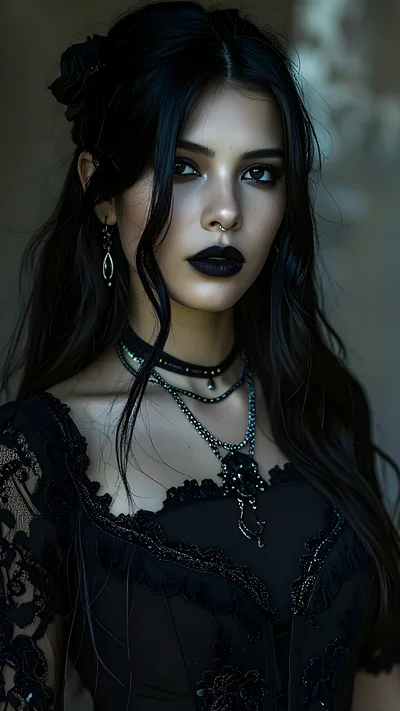 Portrait Of A Young Woman With Gothic Aesthetic