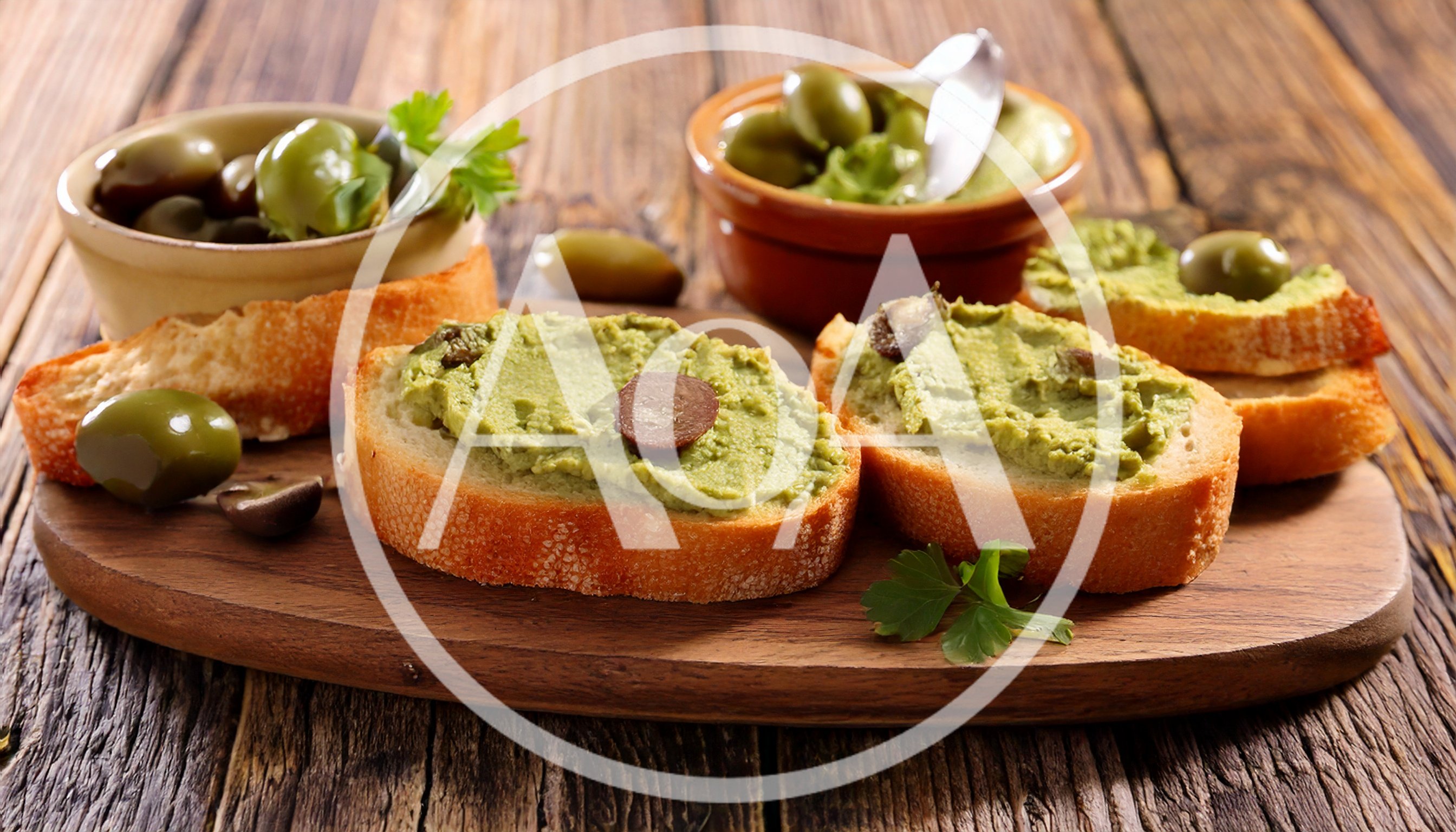 Fresh Tapenade Spread On Toasted Baguette Slices