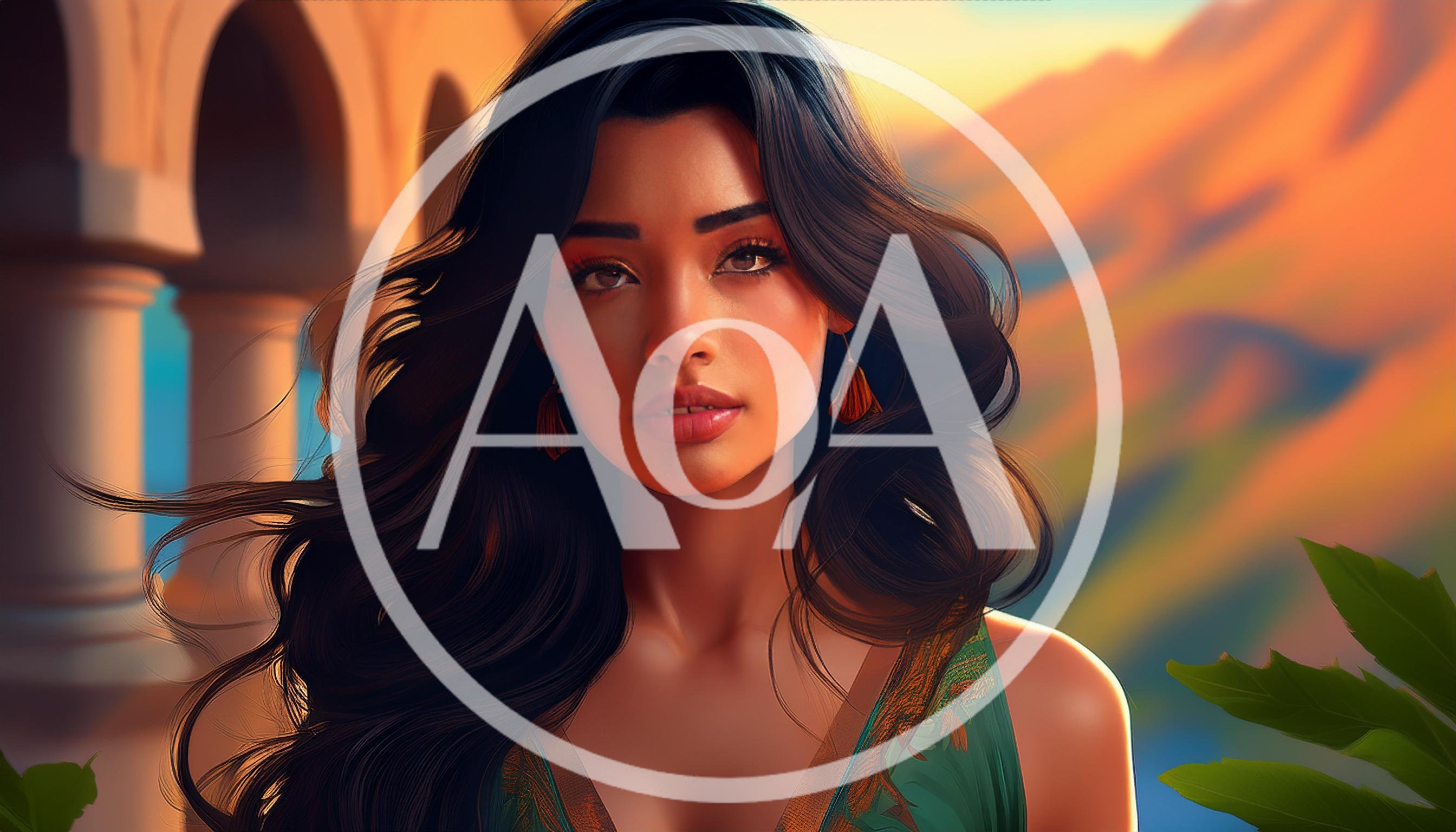 Portrait Of A Beautiful Woman With Long Dark Hair