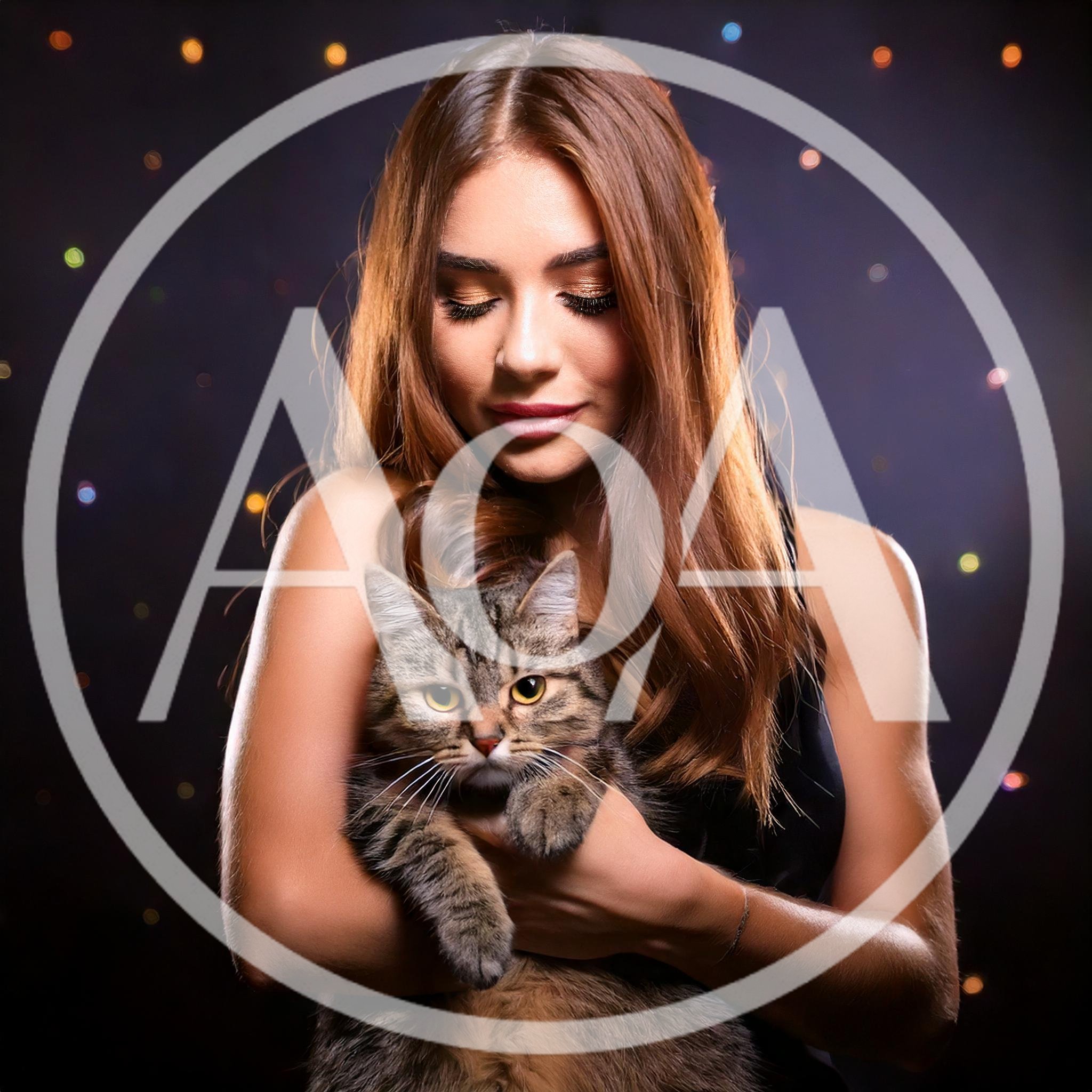 Young Woman Holding A Fluffy Tabby Cat