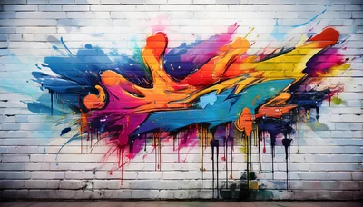 Vibrant Abstract Graffiti Art On White Brick Wall