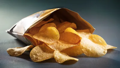 Open Bag Of Crispy Potato Chips