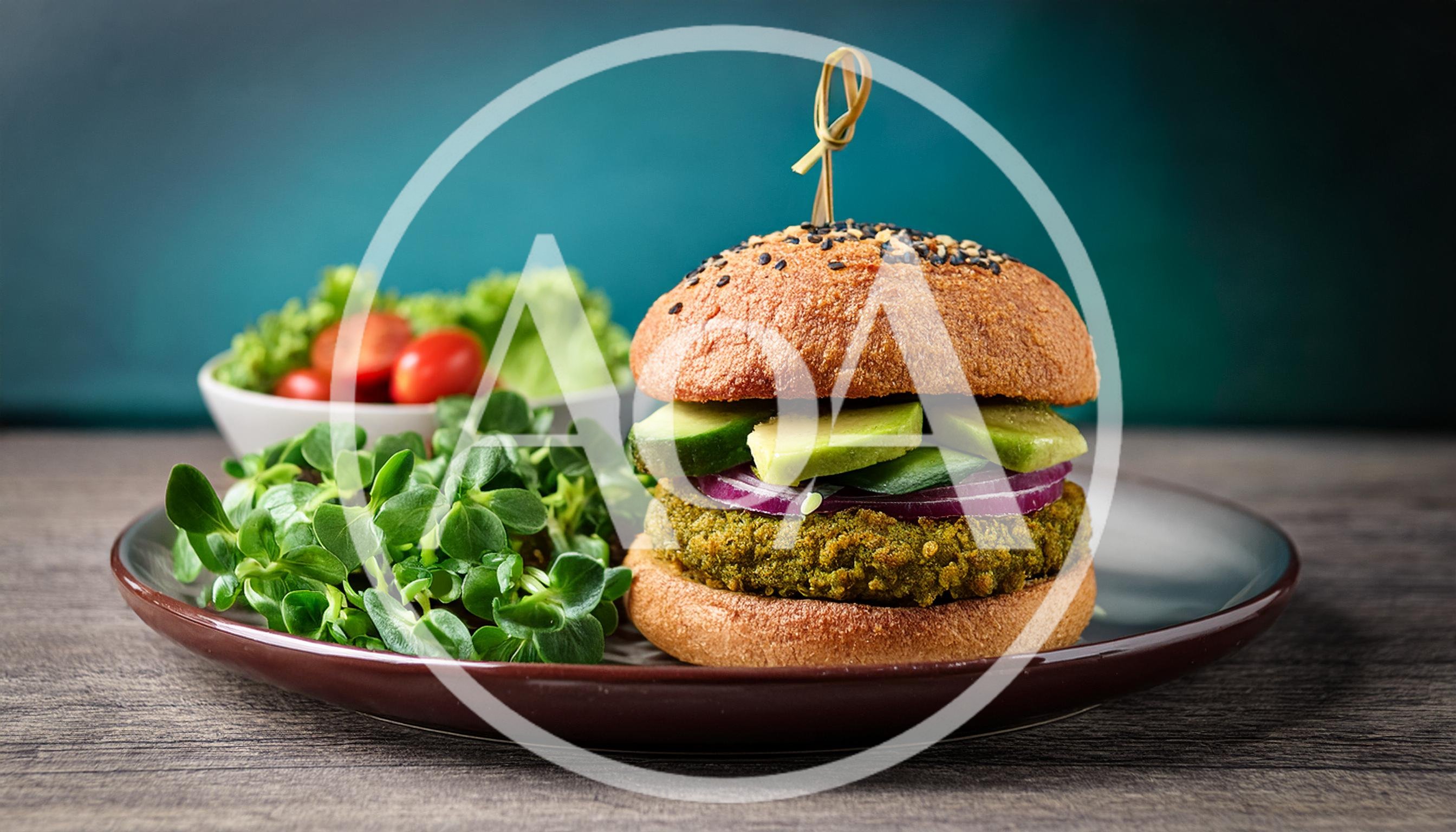 Vegan Veggie Burger With Avocado And Fresh Greens