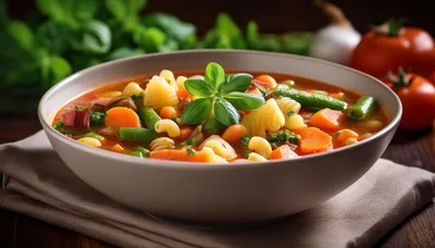 Bowl Of Fresh Vegetable Minestrone Soup