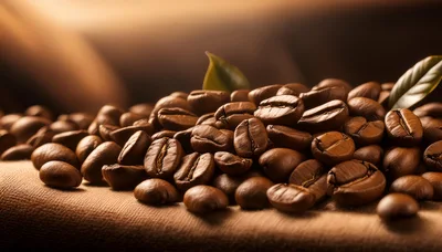 Roasted Coffee Beans Piled On Textured Fabric