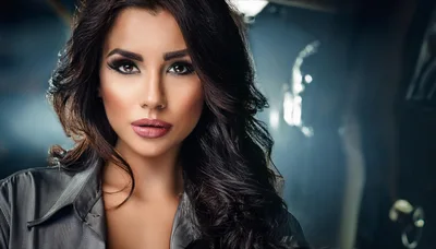 Portrait Of A Beautiful Woman With Long Dark Hair