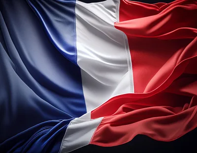 Waving French Flag With Silky Fabric Texture