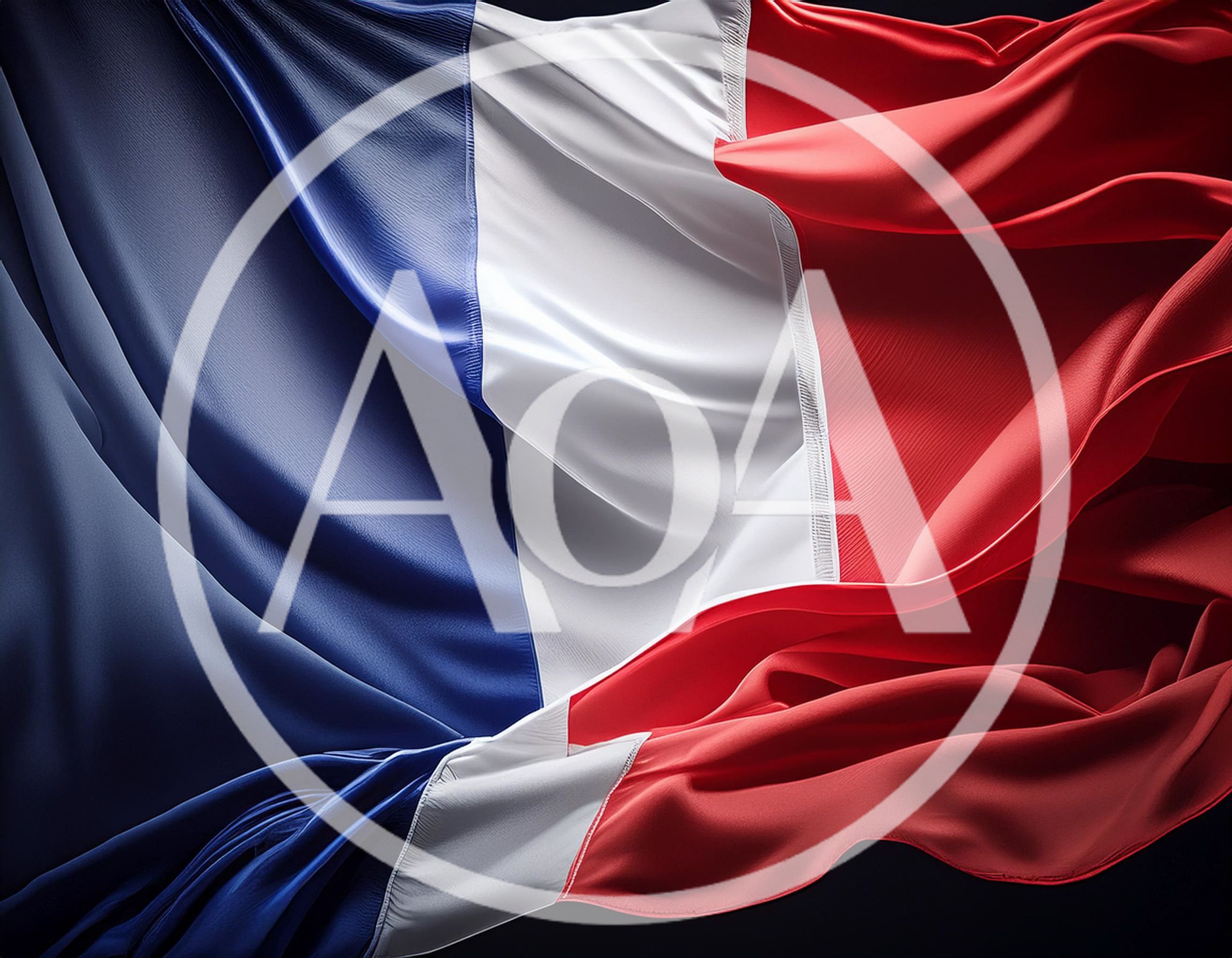 Waving French Flag With Silky Fabric Texture