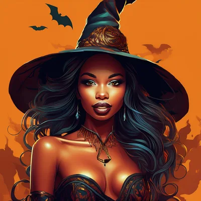 Portrait Of A Beautiful African American Witch