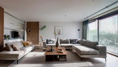 Modern Living Room Interior With Sectional Sofa