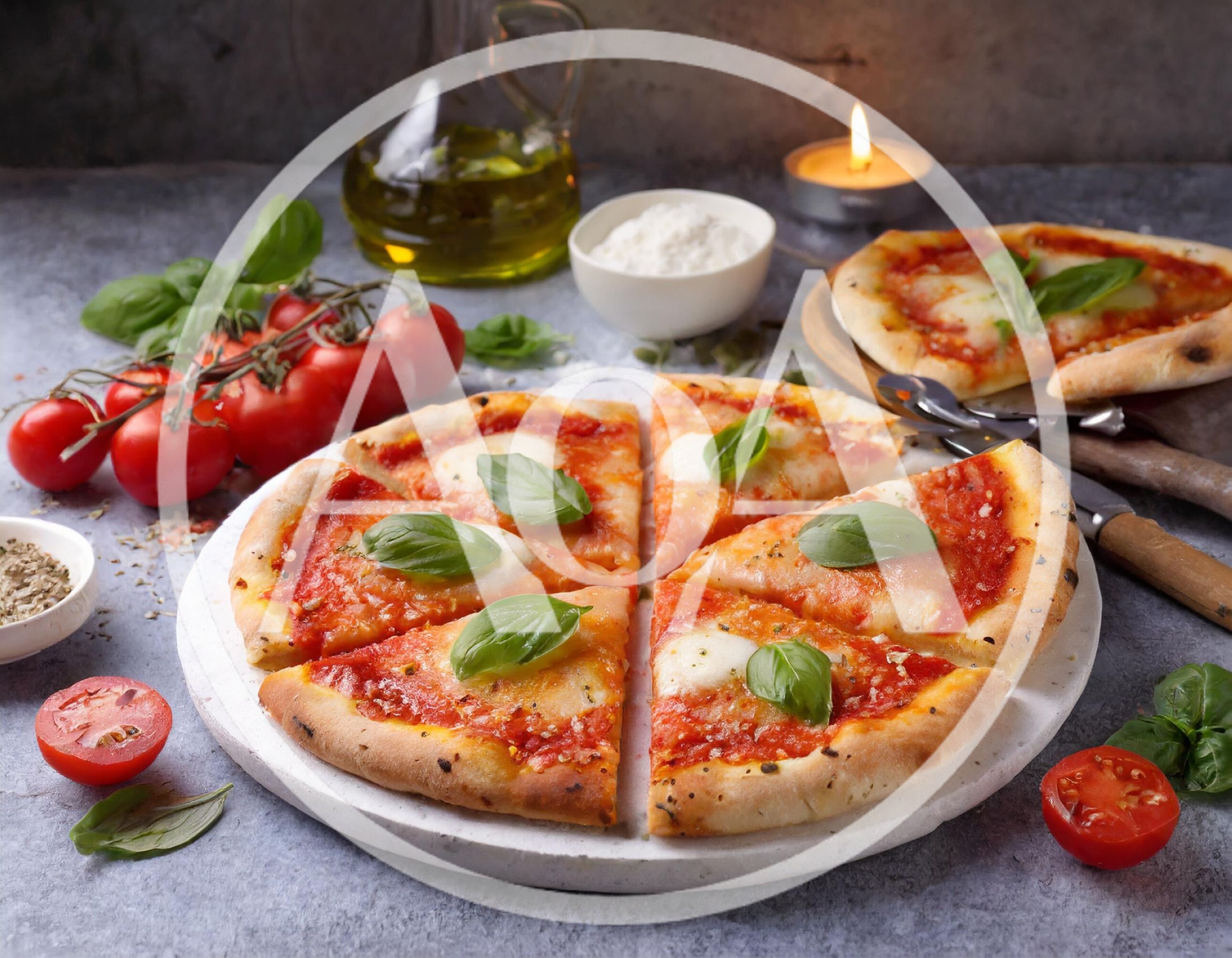 Freshly Baked Margherita Pizza With Basil And Tomatoes