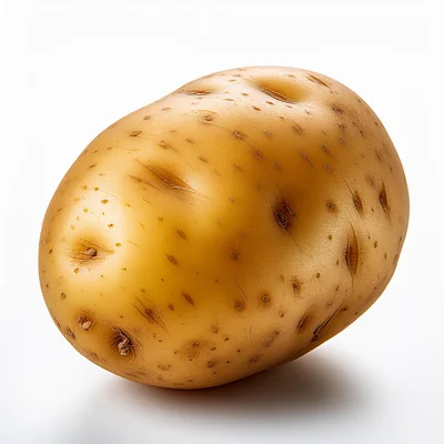 Single Raw Potato Isolated On White Background