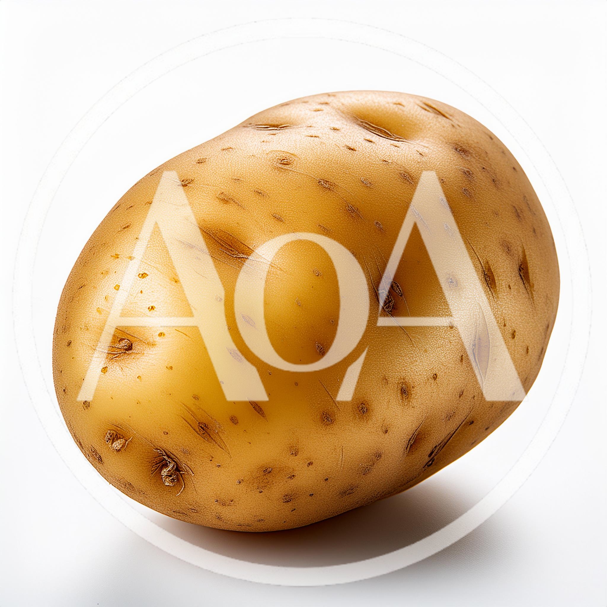 Single Raw Potato Isolated On White Background