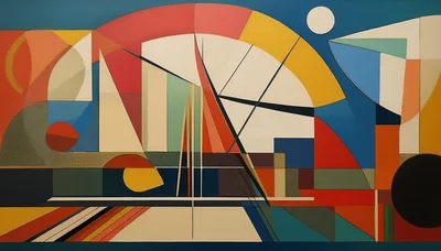 Abstract Geometric Composition With Vibrant Shapes And Lines