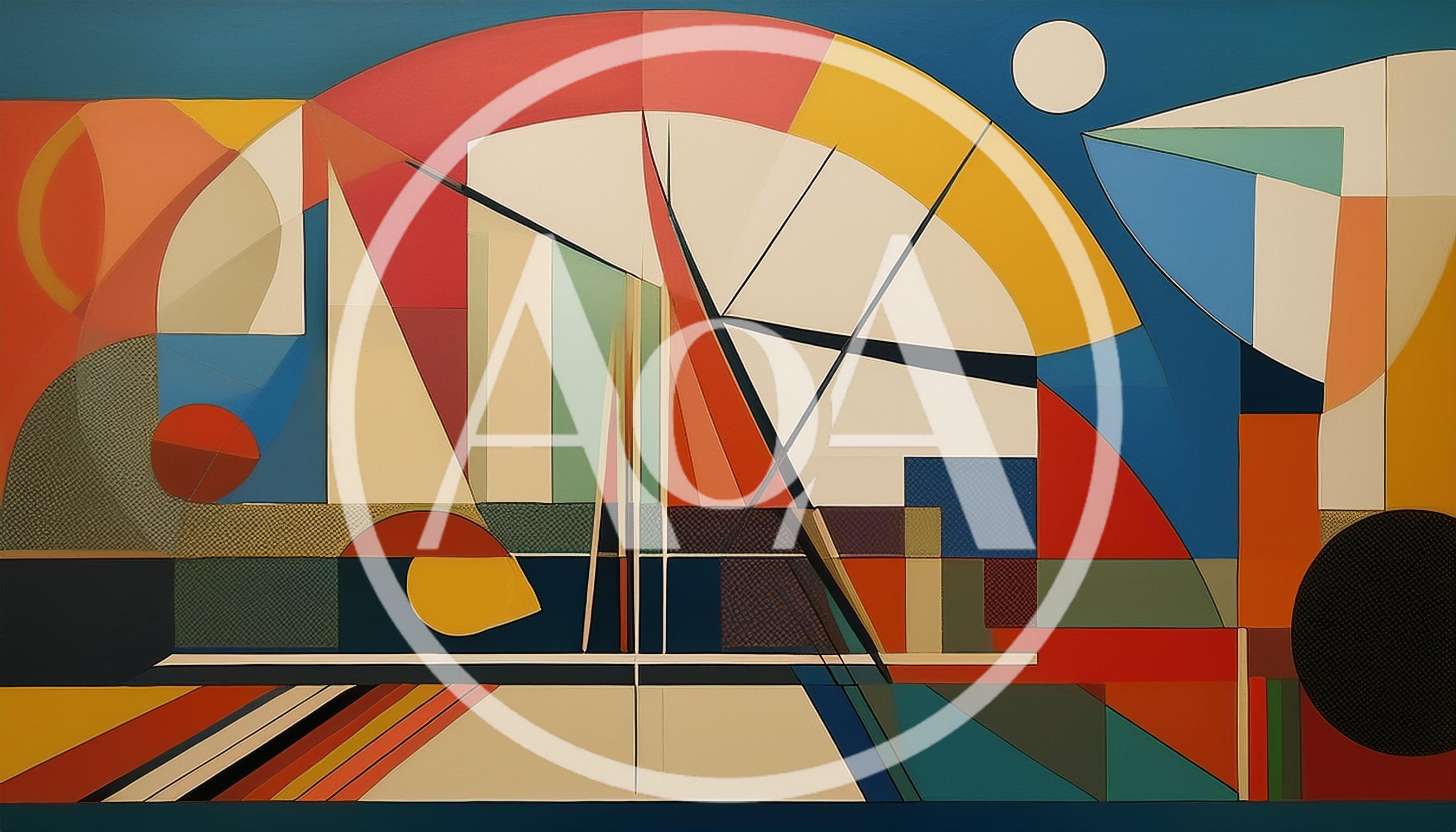 Abstract Geometric Composition With Vibrant Shapes And Lines