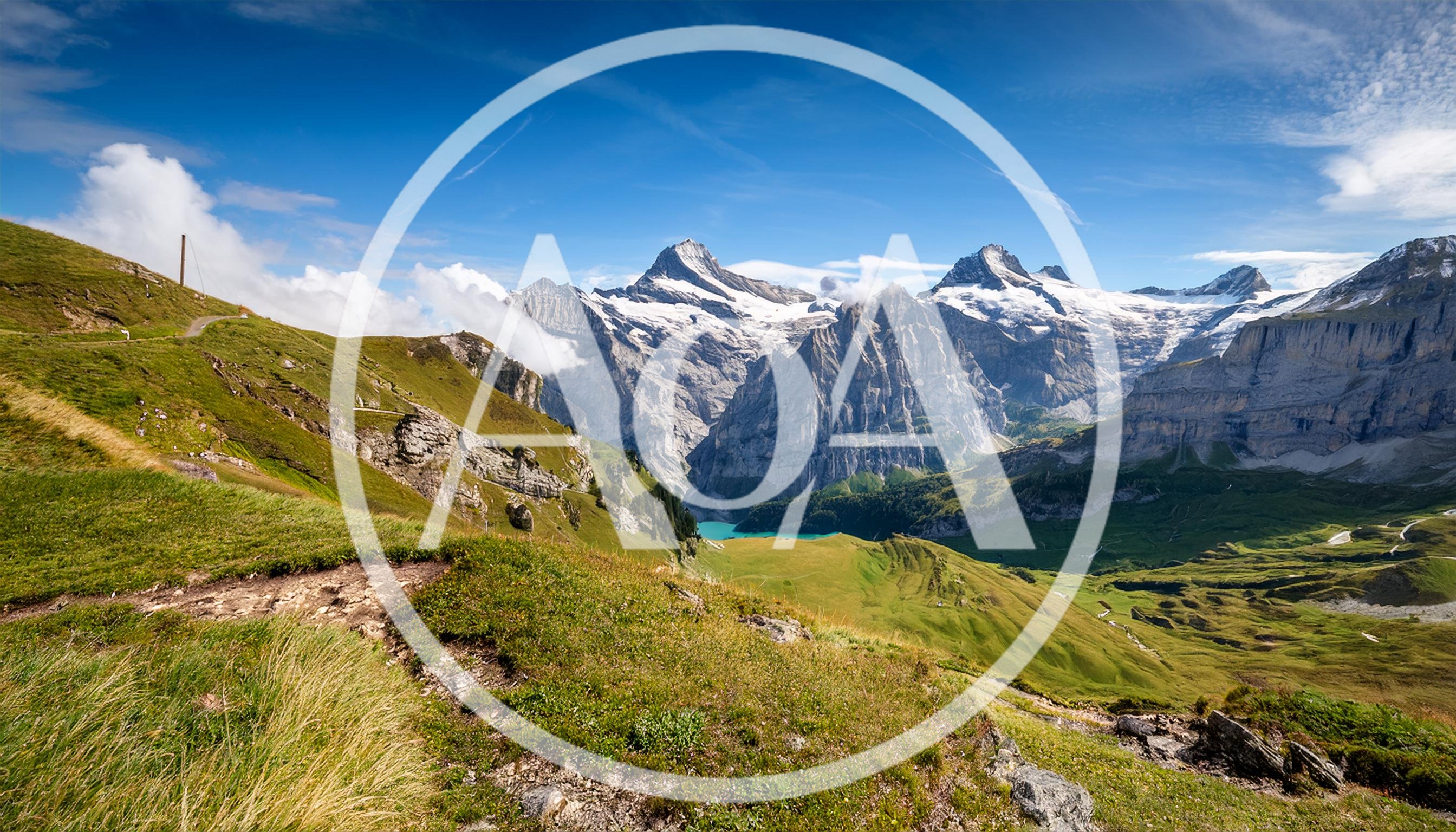Panoramic View Of The Swiss Alps And Oeschinensee