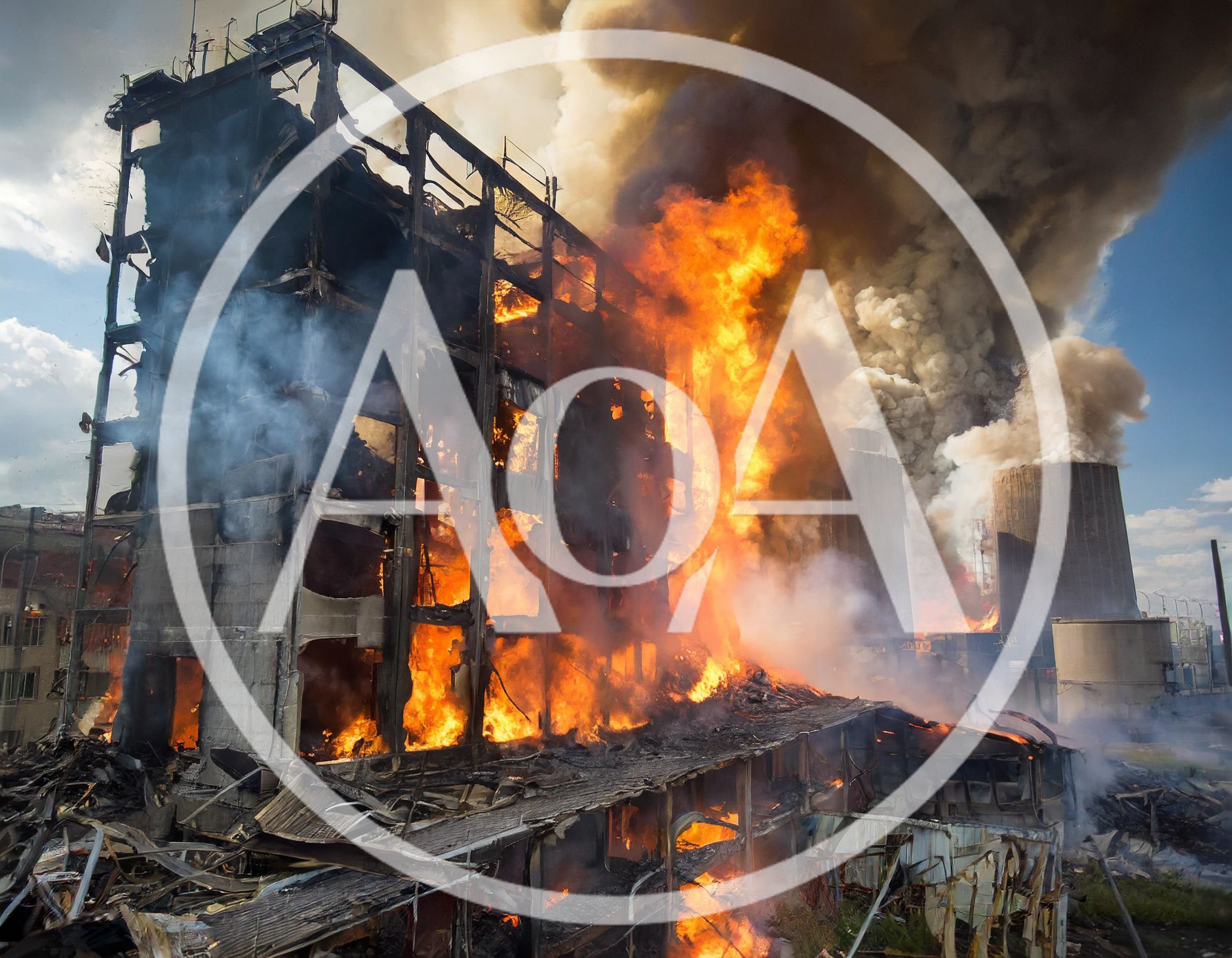 Industrial Building Engulfed In Massive Fire And Smoke