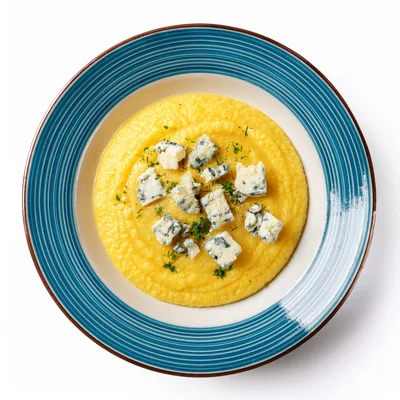 Creamy Polenta Topped With Blue Cheese Crumbles