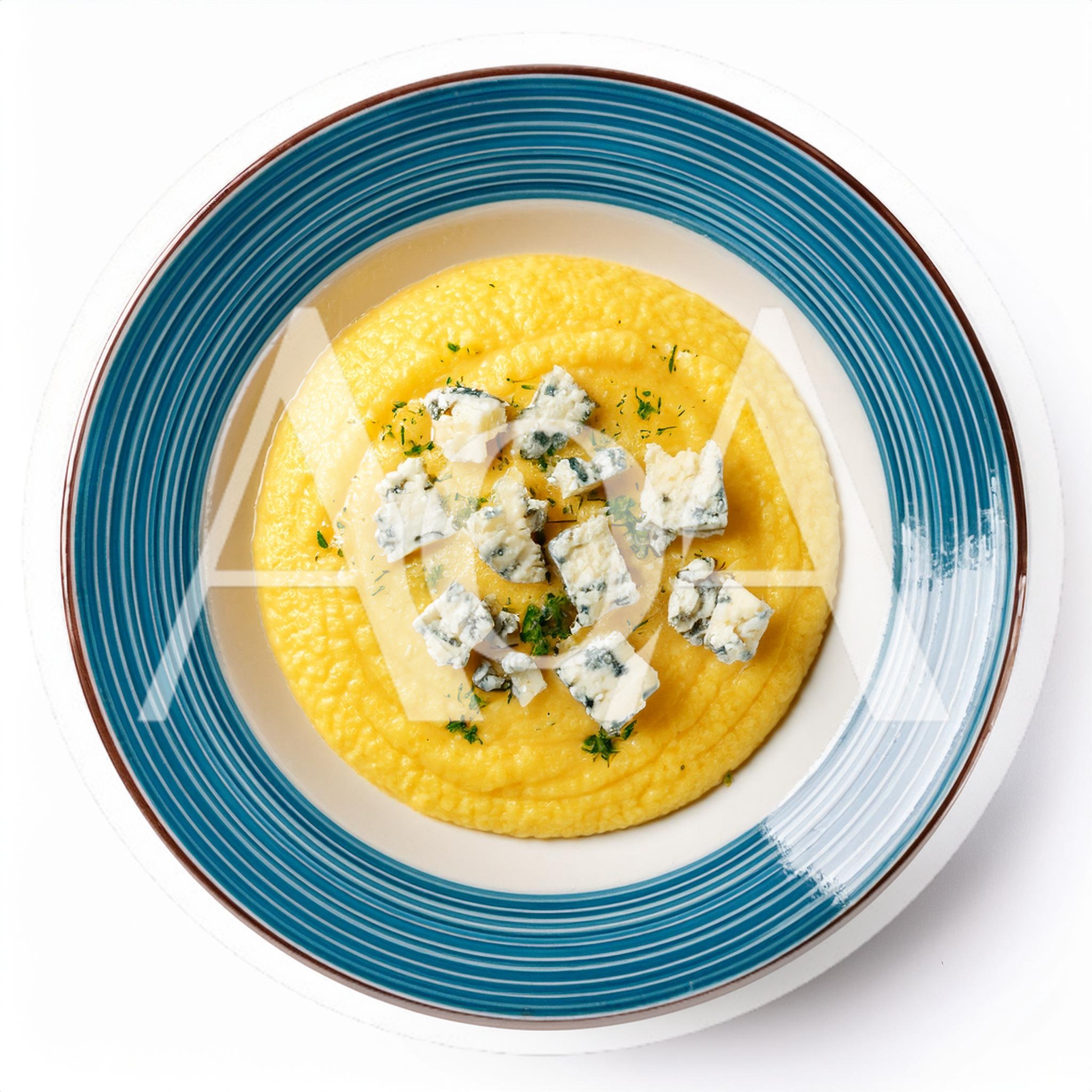 Creamy Polenta Topped With Blue Cheese Crumbles