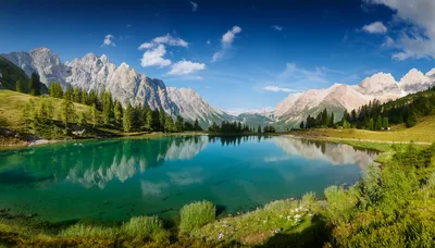 Panoramic View Of Lake Seebensee In The Austrian Alps