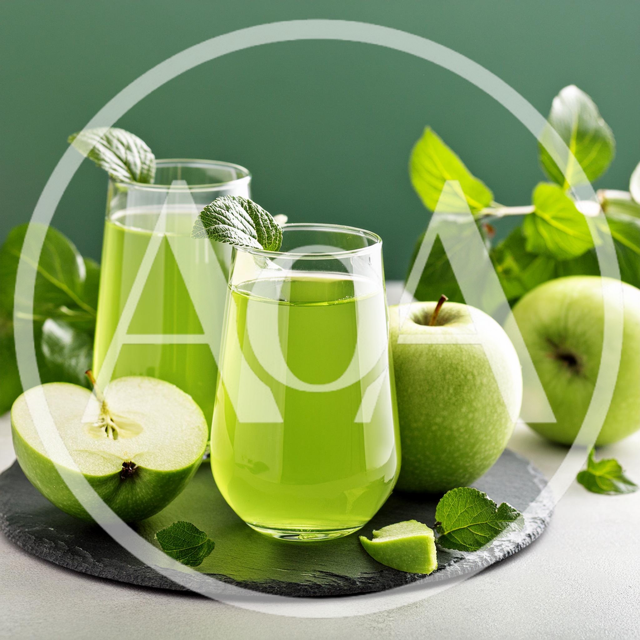 Two Glasses Of Fresh Green Apple Juice