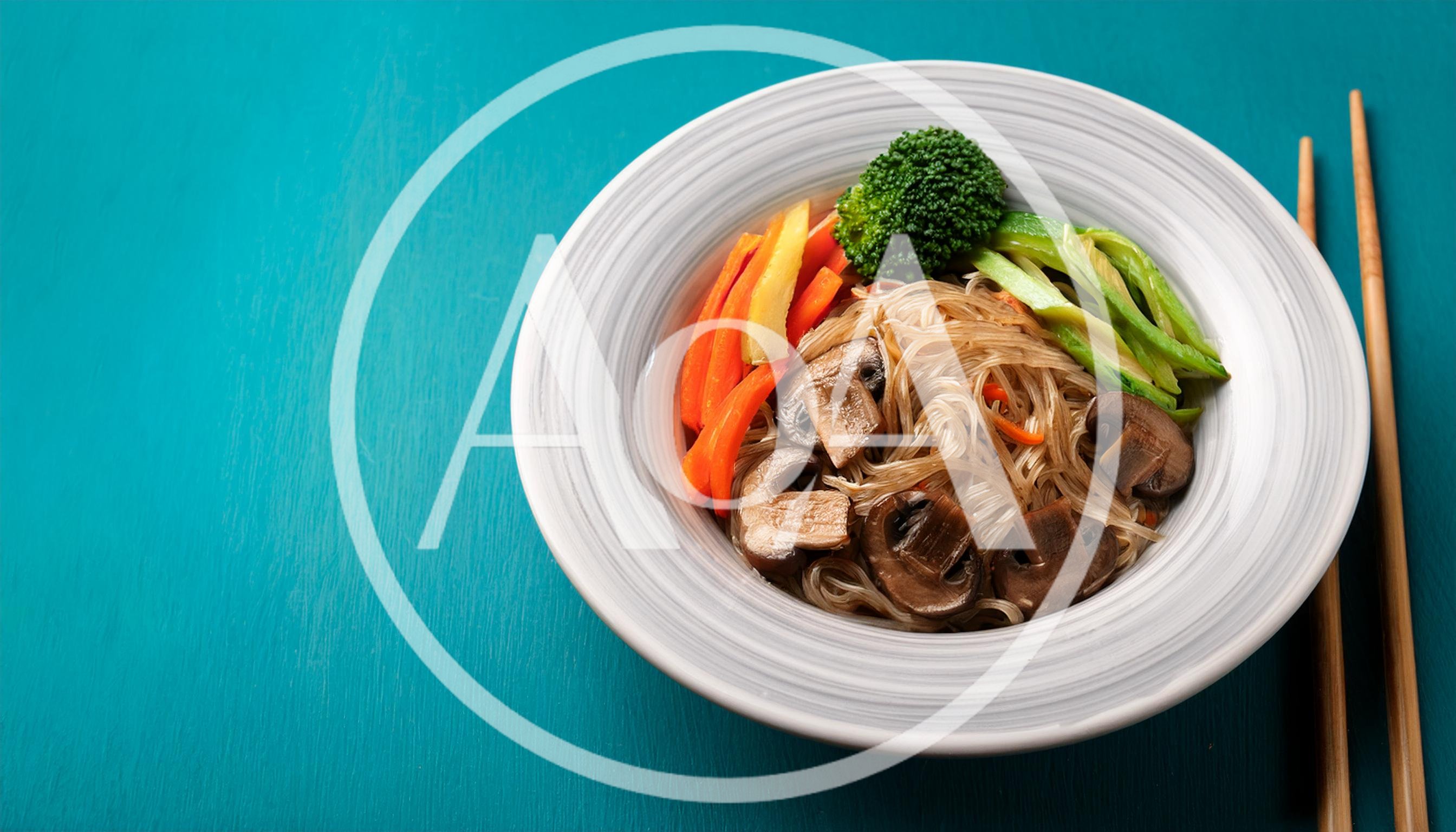 Bowl Of Glass Noodles With Vegetables And Mushrooms