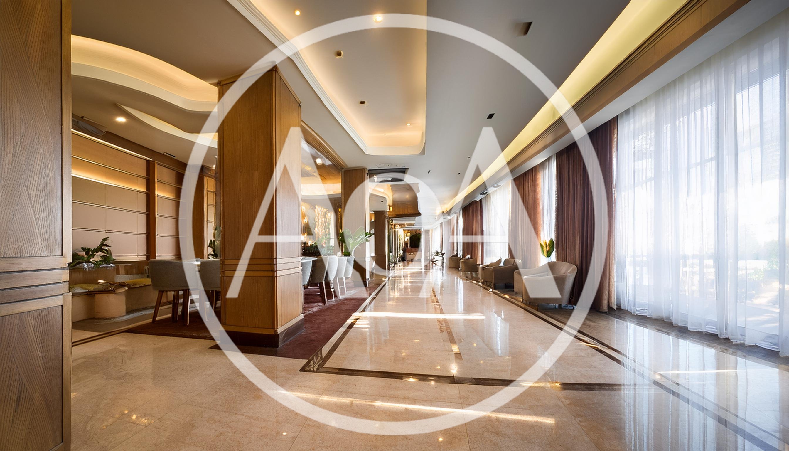 Modern Hotel Lobby Interior With Polished Marble Floors