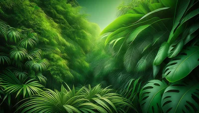 Lush Tropical Rainforest Foliage Background