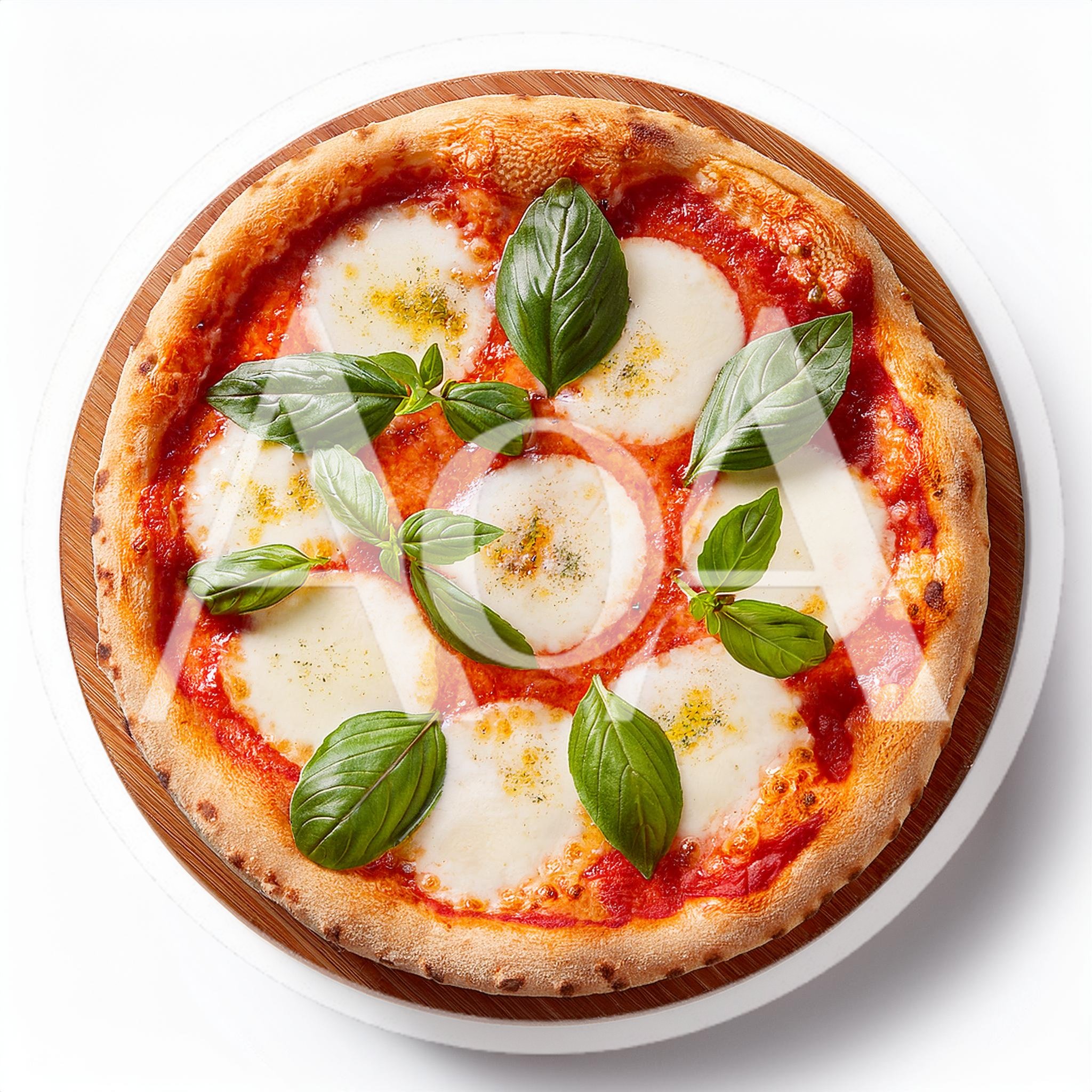 Fresh Margherita Pizza On A Wooden Board