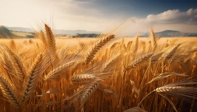 Golden Wheat Field Under A Warm Sunset Sky