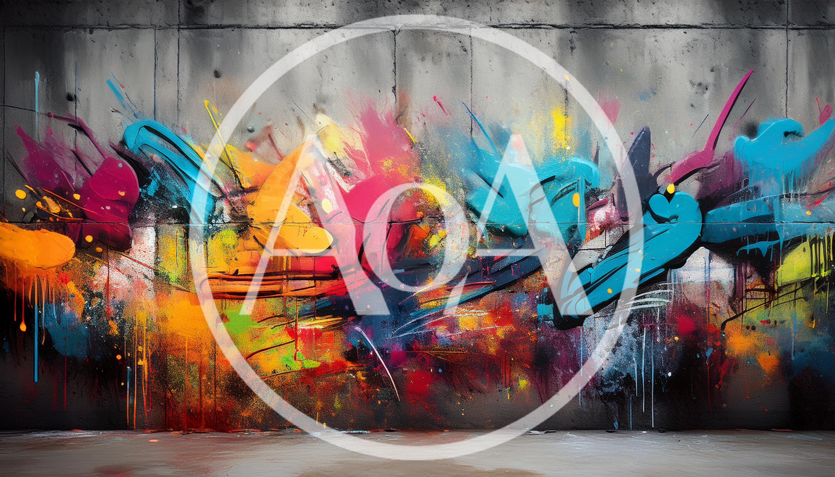 Vibrant Abstract Graffiti Mural On Concrete Wall