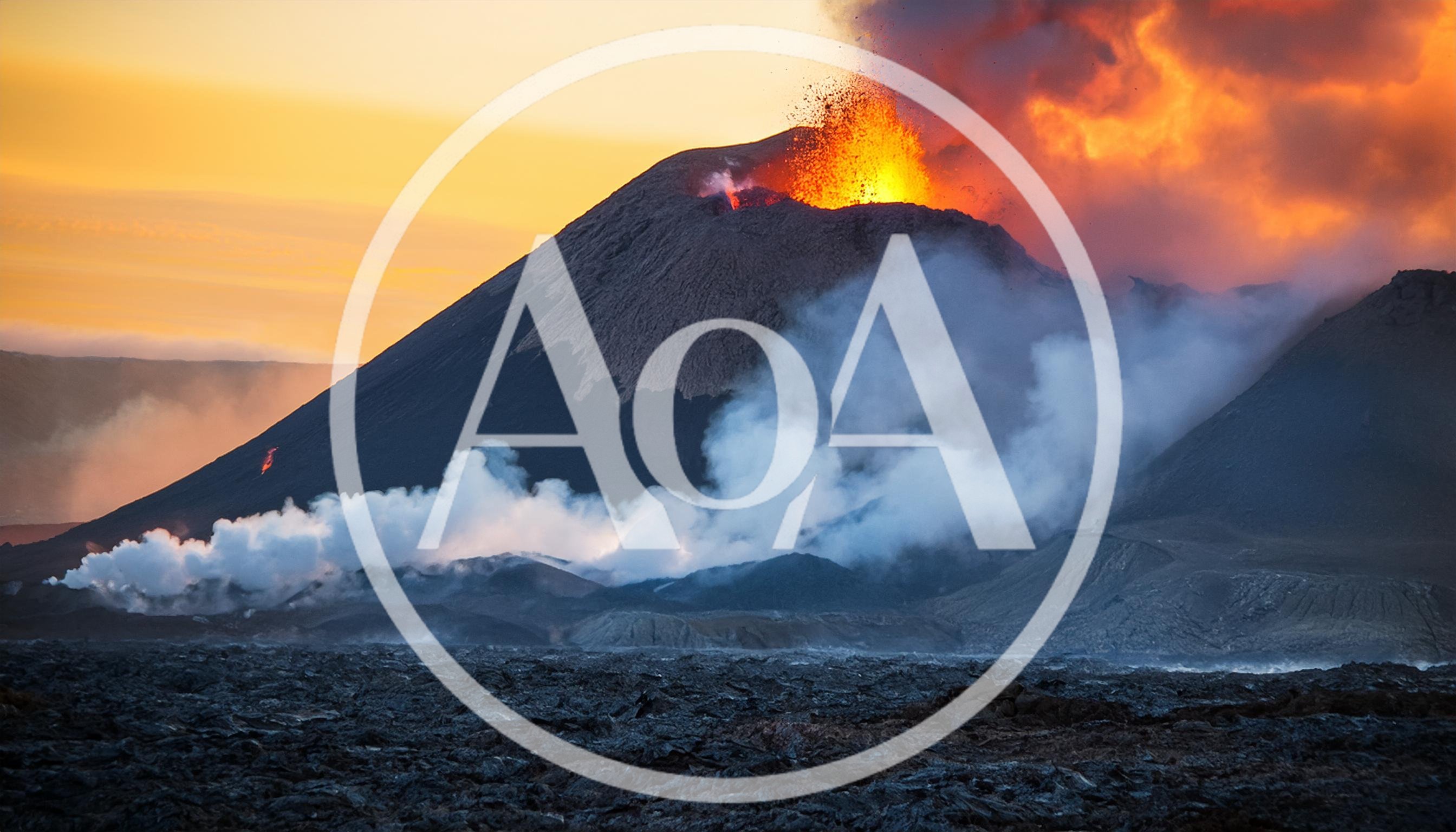 Volcanic Eruption With Lava Fountain And Smoke Plume