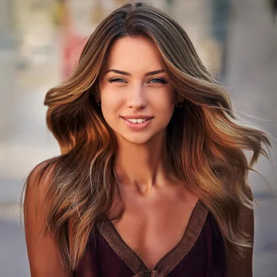 Portrait Of A Beautiful Young Woman With Flowing Hair
