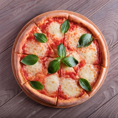 Top Down View Of A Margherita Pizza