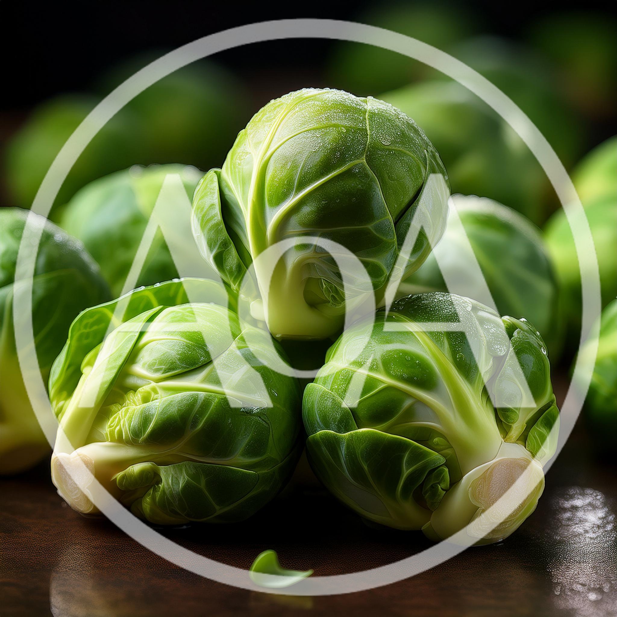 Fresh Green Brussels Sprouts on Dark Surface