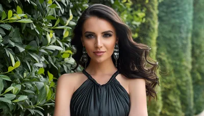 Portrait Of A Beautiful Woman In A Black Dress
