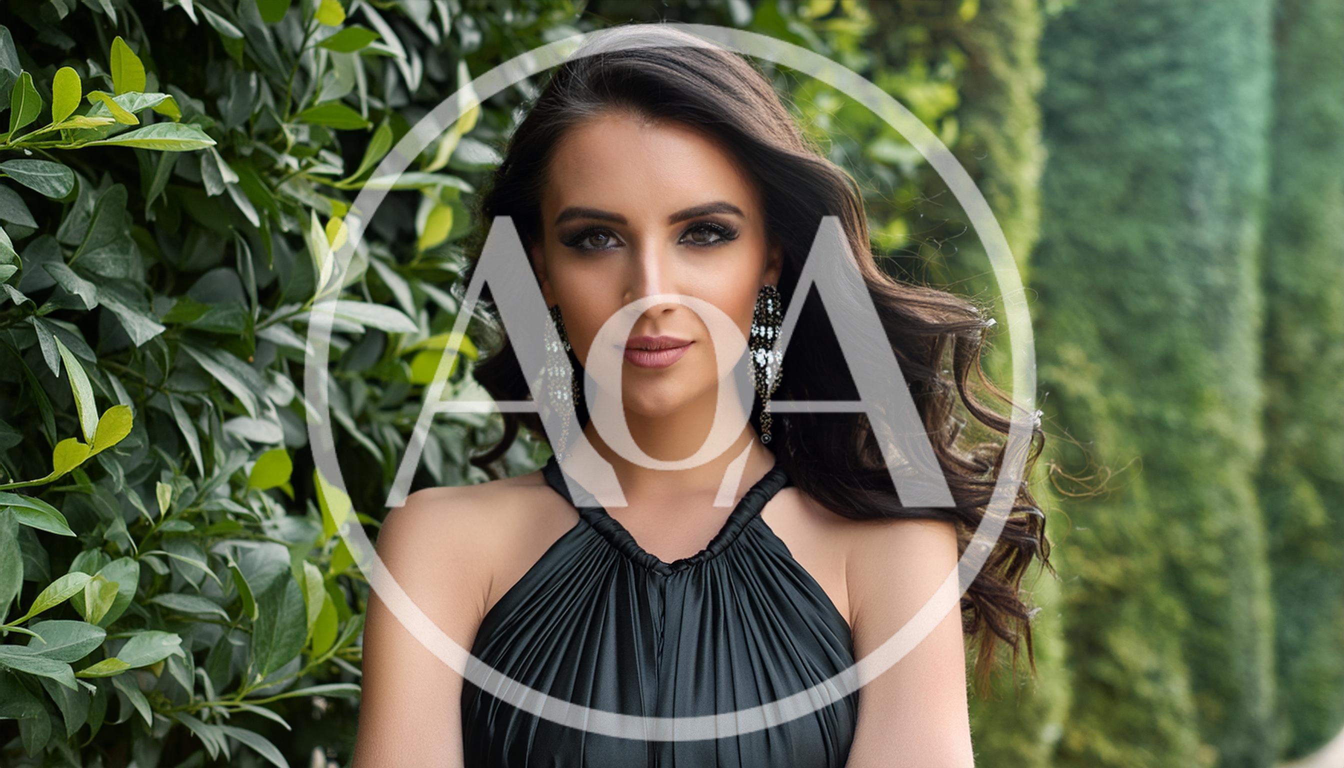 Portrait Of A Beautiful Woman In A Black Dress