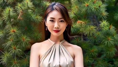 Portrait Of A Beautiful Asian Woman In Nature