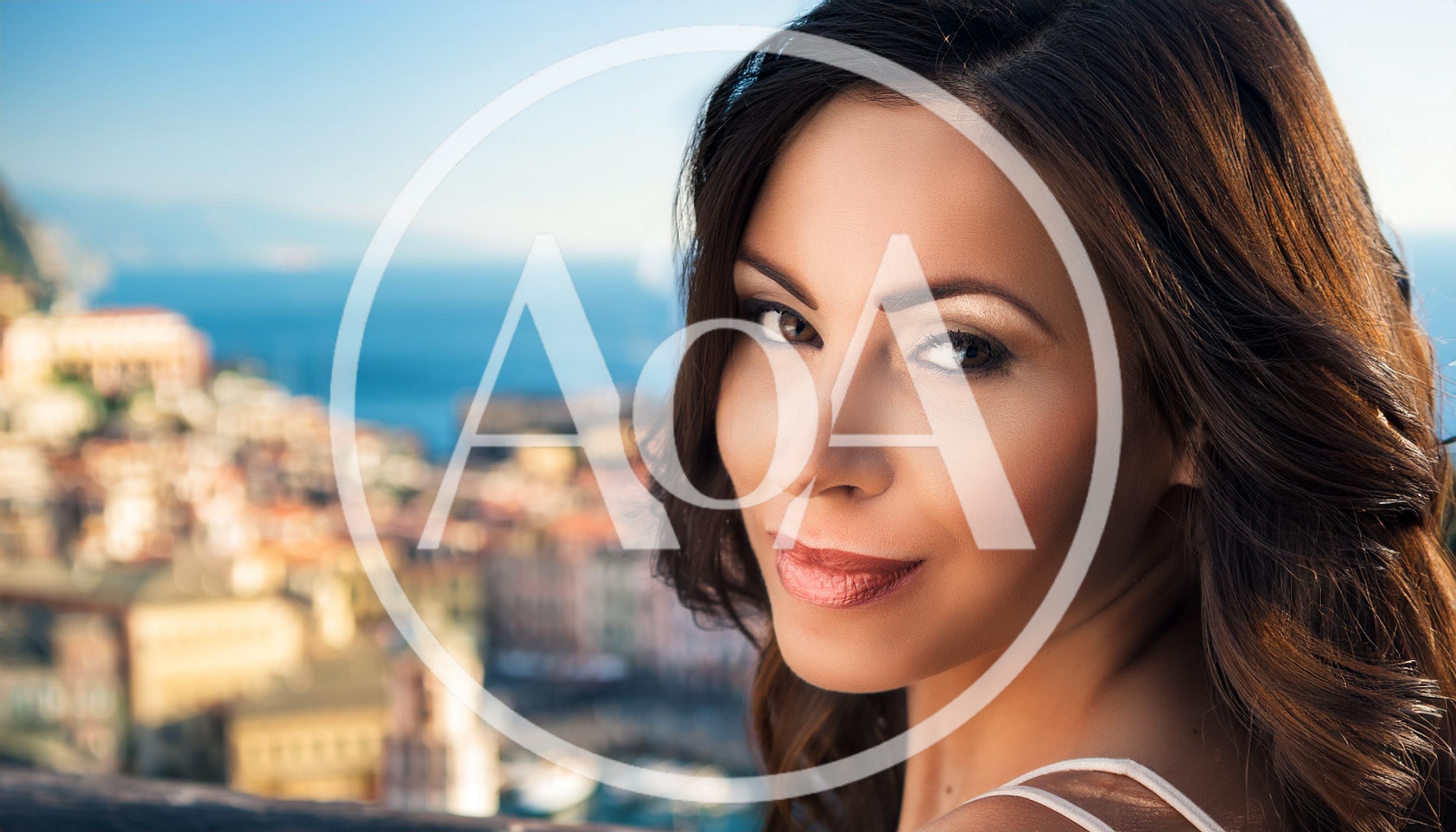 Portrait Of A Beautiful Woman Overlooking A Coastal Town