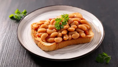 Baked Beans on Toast with Fresh Parsley Garnish