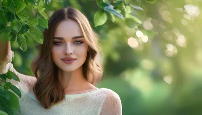 Portrait Of A Beautiful Young Woman In Nature