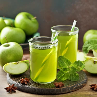 Two Glasses Of Fresh Green Apple Juice
