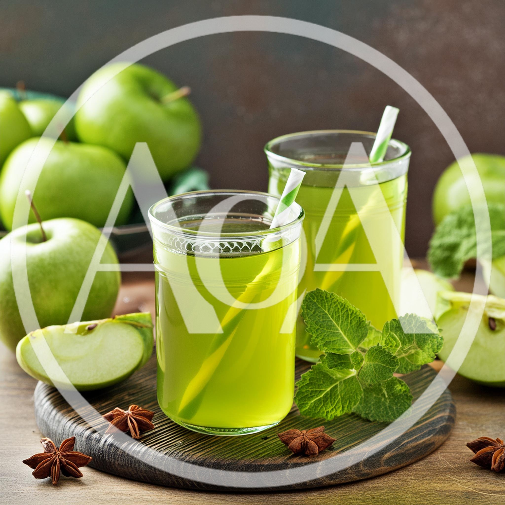 Two Glasses Of Fresh Green Apple Juice