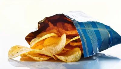 Open Bag Of Crispy Potato Chips