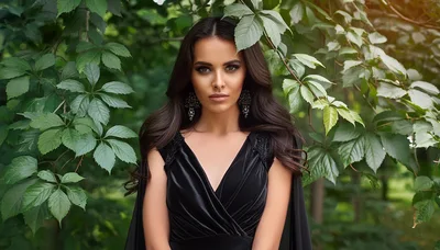 Portrait Of A Beautiful Woman In A Black Dress