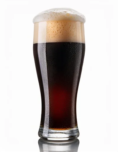 Cold Glass Of Dark Stout Beer With Foam