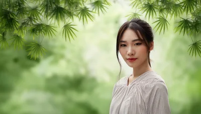Portrait Of A Young Asian Woman In Nature