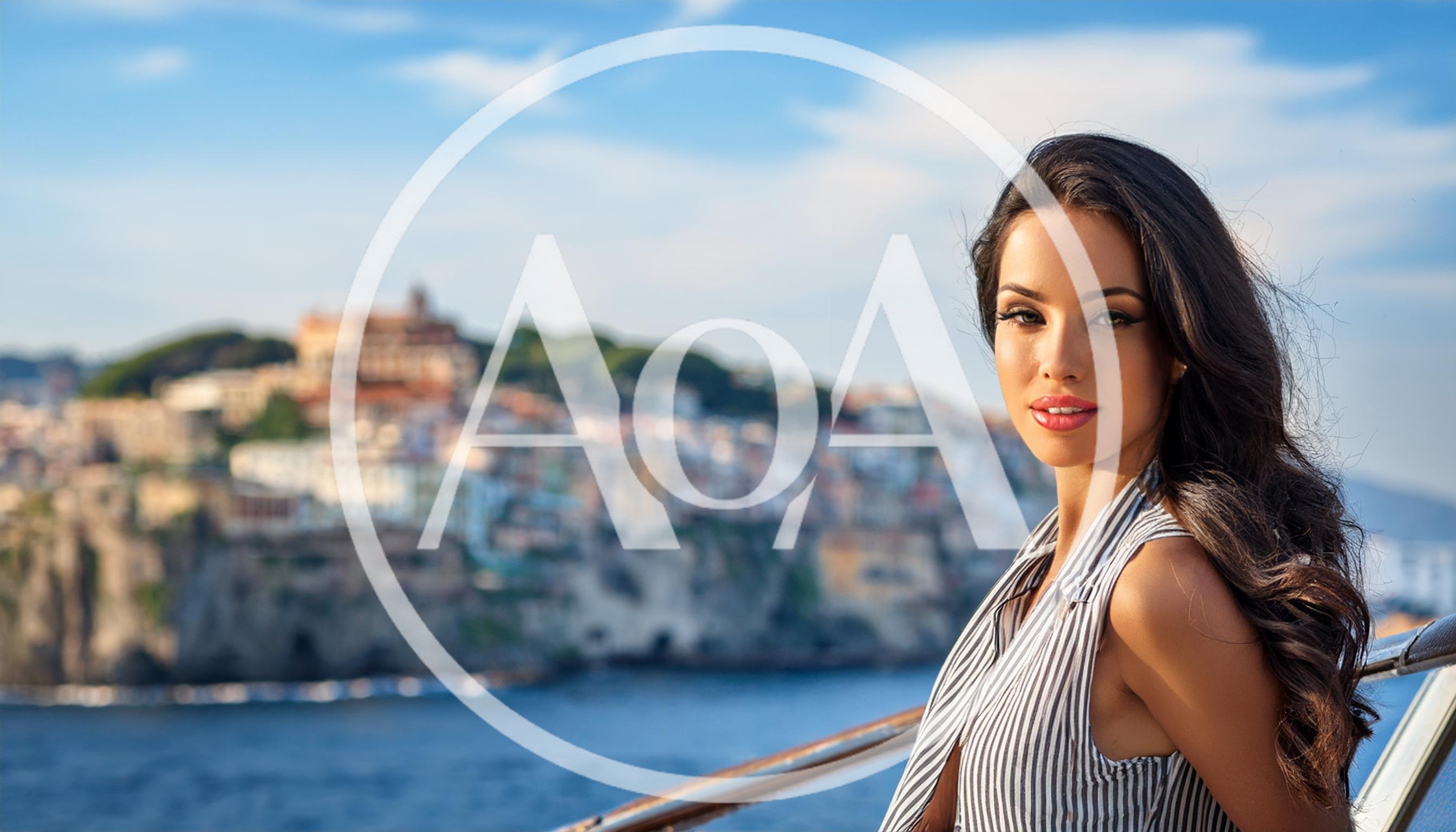 Beautiful Woman Posing On A Cruise Ship Deck