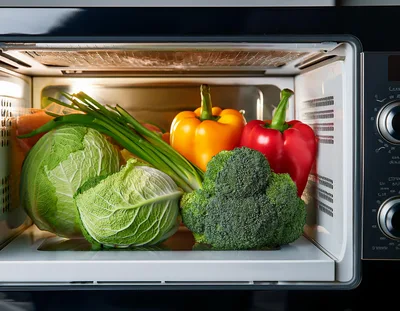 Fresh Vegetables Stored Inside A Modern Refrigerator