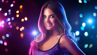 Beautiful Young Woman Smiling at a Nightclub Party